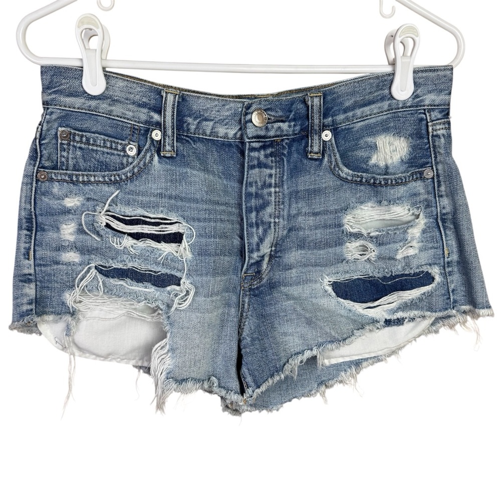 American Eagle AE Vintage Hi-Rise Festival Distressed Denim Shorts Size 8